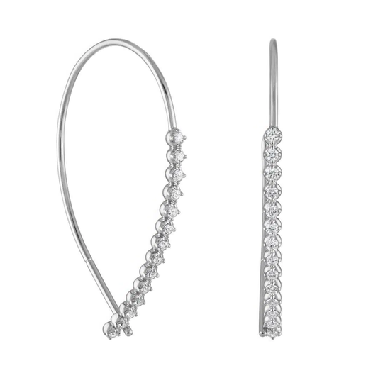 Threader Natural Diamond Earrings in 14 Karat White with 0.40ctw Round Diamonds