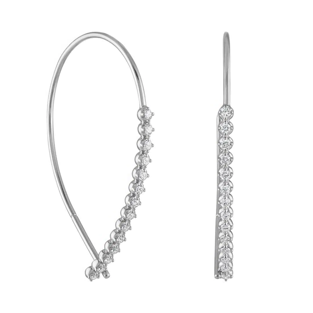 Threader earrings, 14K white gold, diamond accents.