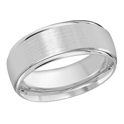 14K white gold carved band, dual finish.