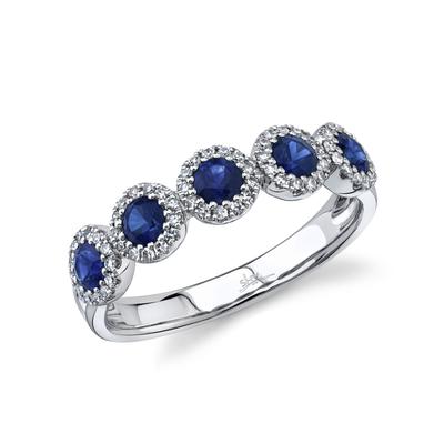 Color Gemstone Color Gemstone Band in 14 Karat White with 5 RO Sapphires 0.70ctw