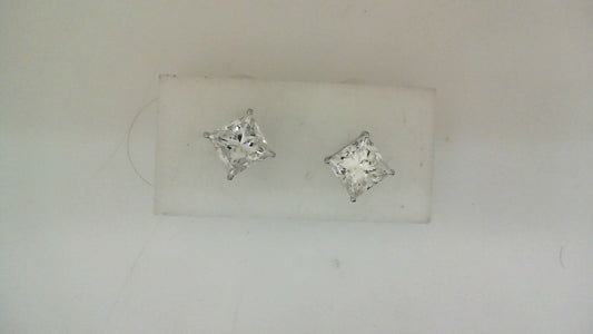 Stud Natural Diamond Studs in 18 Karat White with 6.15ctw H/I SI1 Princess Diamonds