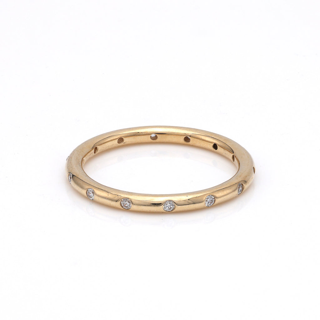 14K gold ring with simulated diamonds.