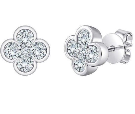 Stud Natural Diamond Earrings in 14 Karat Yellow with 1.00ctw Round Diamonds
