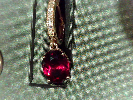 Drop Color Gemstone Earrings in 14 Karat Rose with 2 Oval Rubellite Tourmalines 3.30ctw 8.88mm-8.99mm
