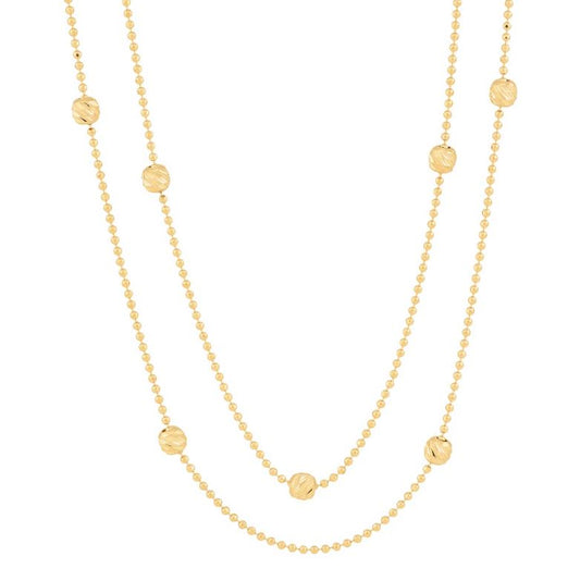14K yellow gold station necklace.