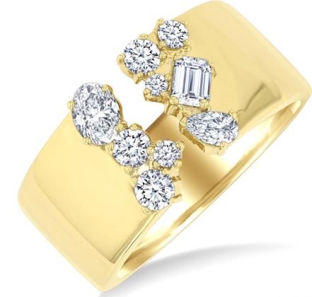 ReMARKable Designs Natural Diamond Ring in 14 Karat Yellow Gold with 0.74ctw Various Shapes Diamonds