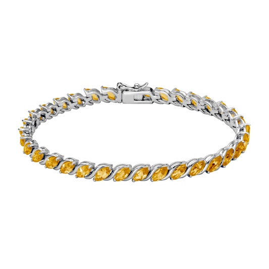 Sterling silver bracelet with marquise citrines.