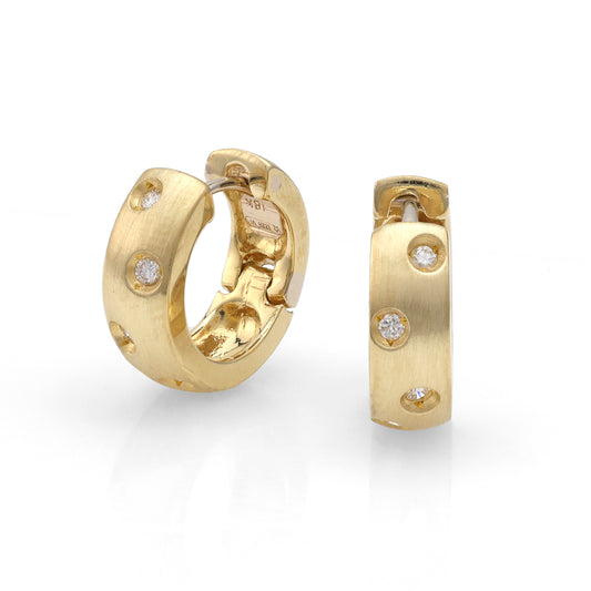 Huggie Natural Diamond Earrings in 18 Karat Yellow with 0.20ctw H/I SI1-SI2 Round Diamonds