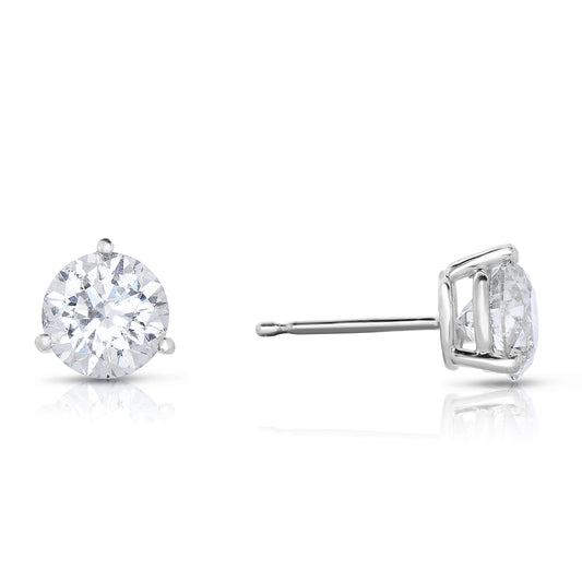 14K white gold diamond stud earrings.