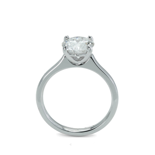 Solitaire lab-grown diamond engagement ring.