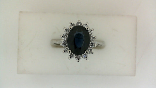 ReMARKable Designs Color Gemstone Ring in Platinum White with 1 Oval Sapphire 2.73ctw