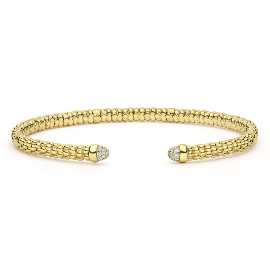 Lagos Signature Caviar Collection Natural Diamond Bracelet in 18 Karat Yellow with 0.05ctw G/H SI1-SI2 Round Diamond