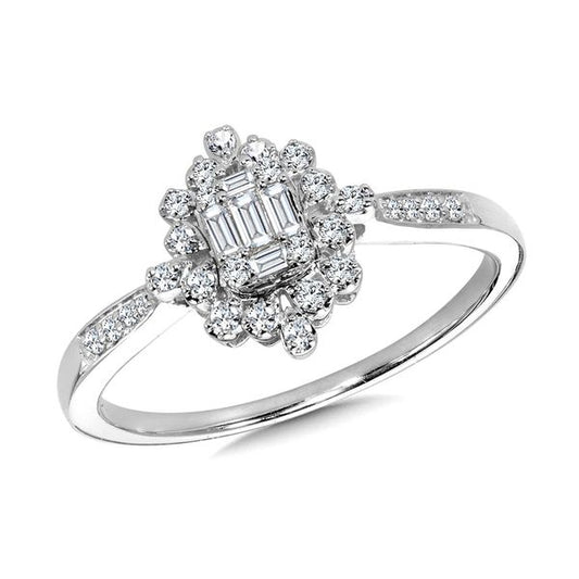 Halo Floral Cluster Natural Diamond Complete Engagement Ring in 14 Karat White Various Shapes Diamond