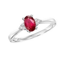 Color Gemstone Ring in 10 Karat White with 1 Oval Ruby 0.48ctw