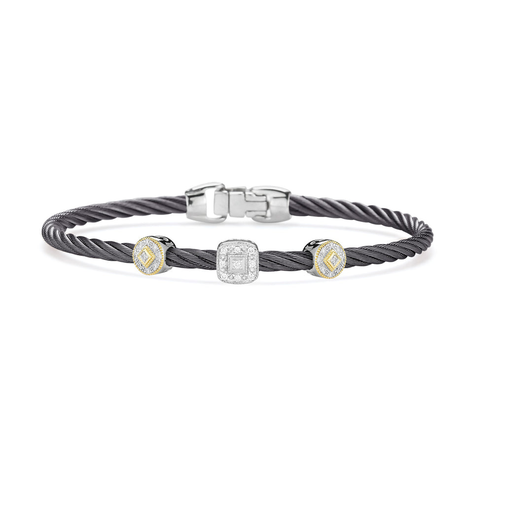 Classique Collection Natural Diamond Bracelet in Stainless Steel - 18 Karat Grey with 0.14ctw Round Diamond