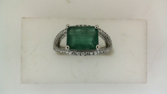 ReMARKable Designs Color Gemstone Ring in Platinum White with 1 Emerald 2.35ctw