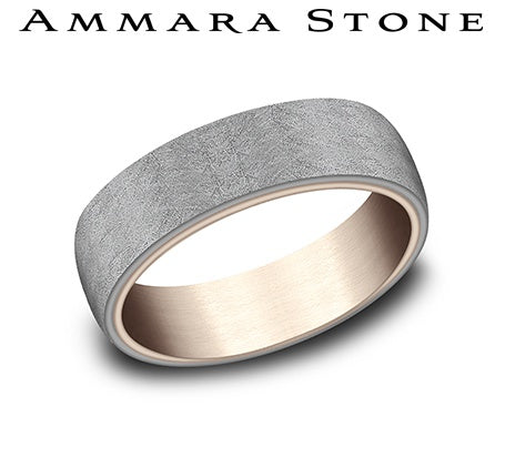 Grey rose carved tantalum band, matte finish.