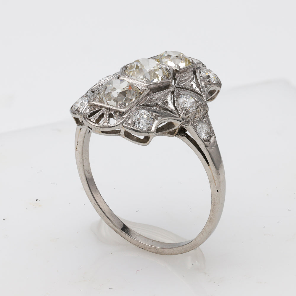 Vintage platinum ring with Old European diamonds.