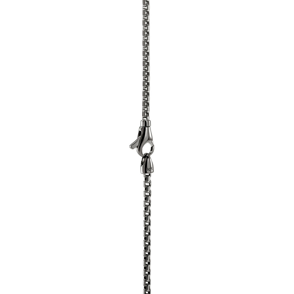 Sterling silver dark grey round box chain.