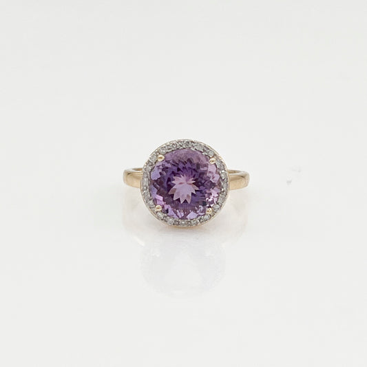 ReMARKable Estate Color Gemstone Ring in 14 Karat Yellow Gold with 1 Round Purple Amethyst 3.66ctw
