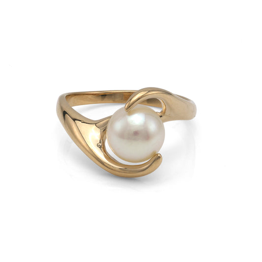 Marks Estate Department 2 Color Gemstone Ring in 14 Karat Yellow Gold with 1 Akoya Cream Pearl