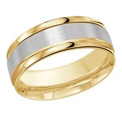 14K white-yellow gold carved band, 8MM width.