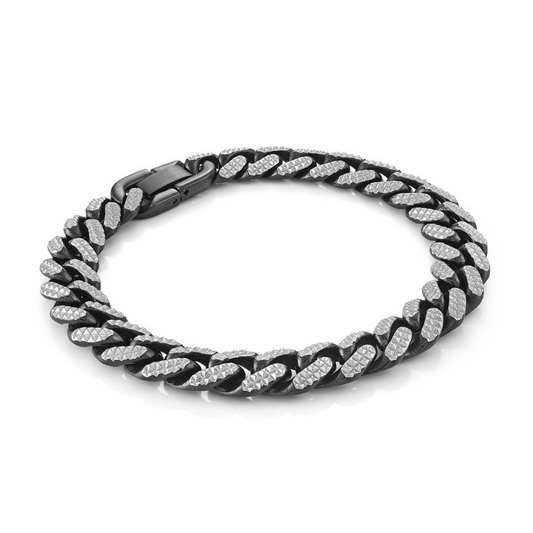 Curb Link Bracelet (No Stones) White - Black