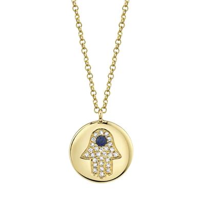 Pendant Precious Color Collection Color Gemstone Necklace in 14 Karat White with 1 Round Sapphire 0.04ctw