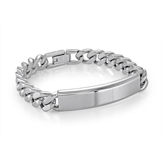 Curb Link Bracelet (No Stones) in Stainless Steel White