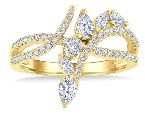 ReMARKable Designs Natural Diamond Ring in 14 Karat Yellow Gold with 0.85ctw Various Shapes Diamonds