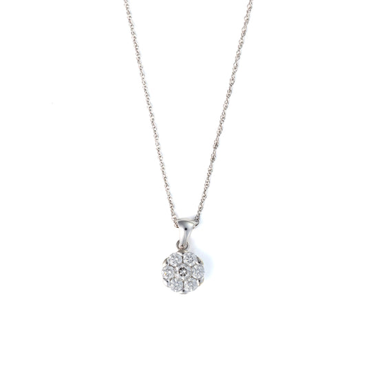 M Estate Collection Natural Diamond Necklace in 14 Karat White with 0.74ctw H VS1 Round Diamonds