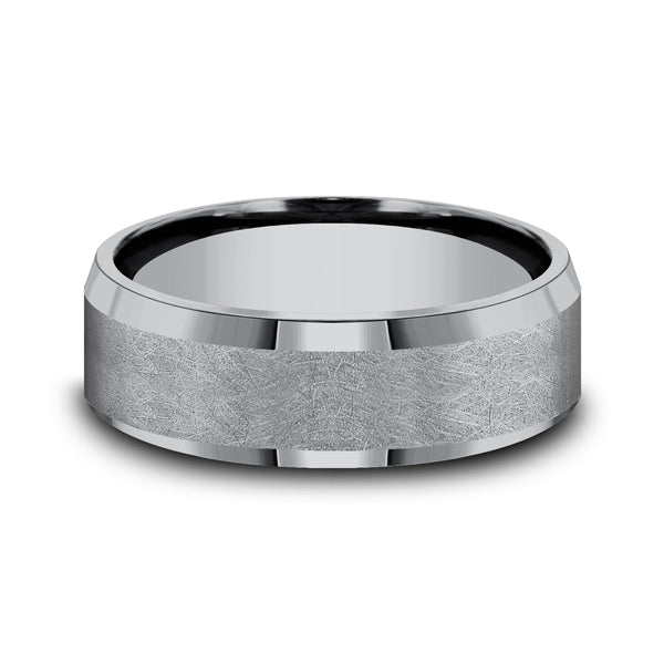 Tantalum grey carved band, matte finish.