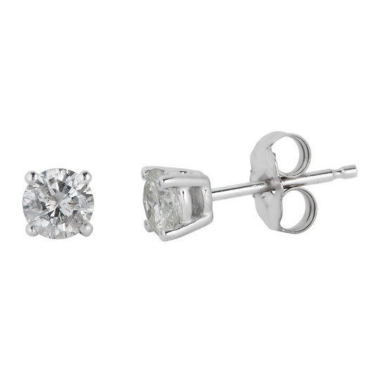14K white gold diamond stud earrings.