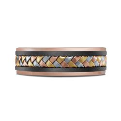 Carved Band (No Stones) in Tantalum - 14 Karat Rose - Black - Grey - Yellow 7MM