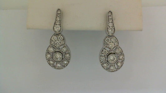 14K white gold diamond drop earrings