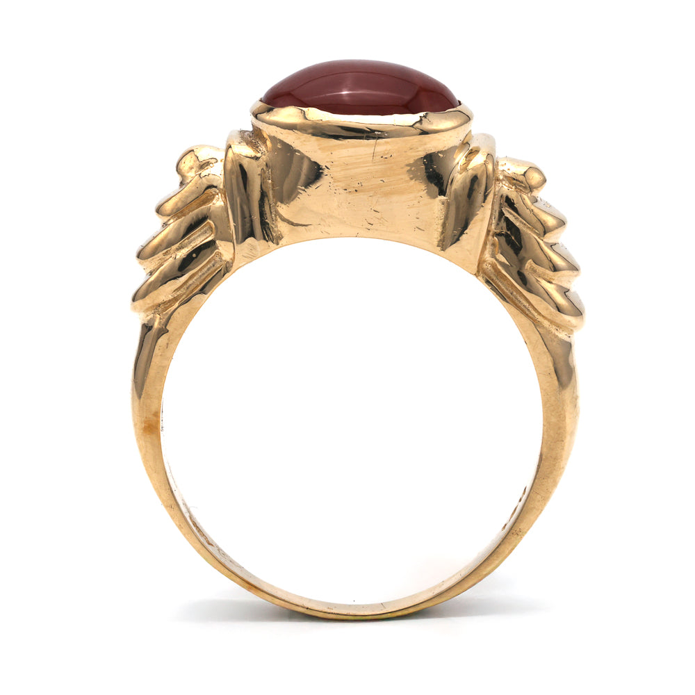 14K gold ring with orange carnelian.