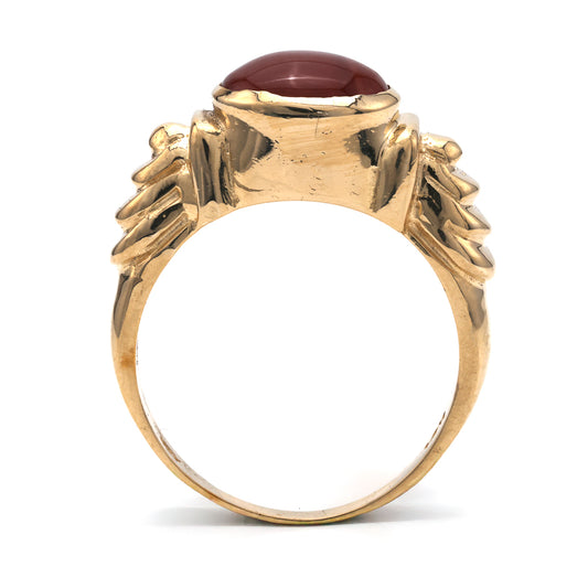 14K gold ring with orange carnelian.