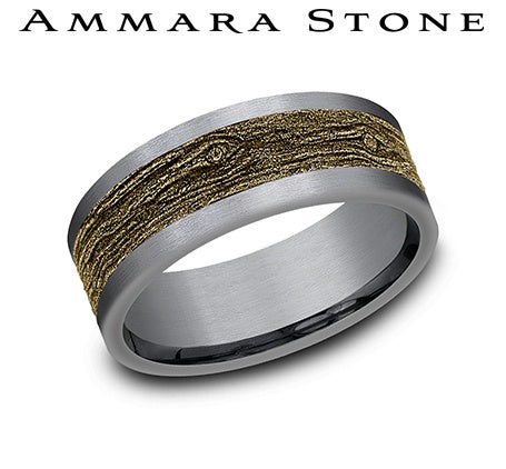 Tantalum carved band, grey, textured, 8MM.