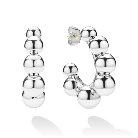 LAGOS J Hoop Earrings (No Stones) in Sterling Silver