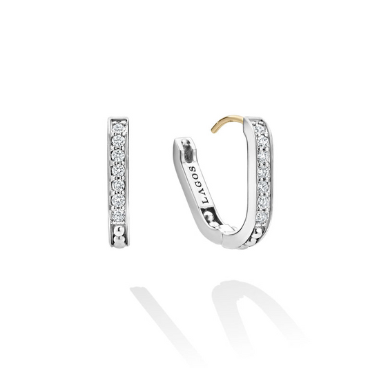 LAGOS Signature Caviar Collection Natural Diamond Earrings in Sterling Silver 14 Karat White Yellow