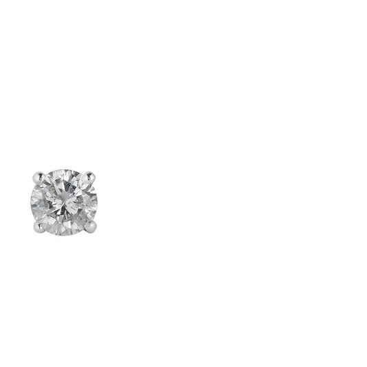 Round diamond stud in white gold setting.