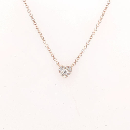 Earth Mined Diamond Necklace in 14 Karat Rose with 0.08ctw Round Diamonds