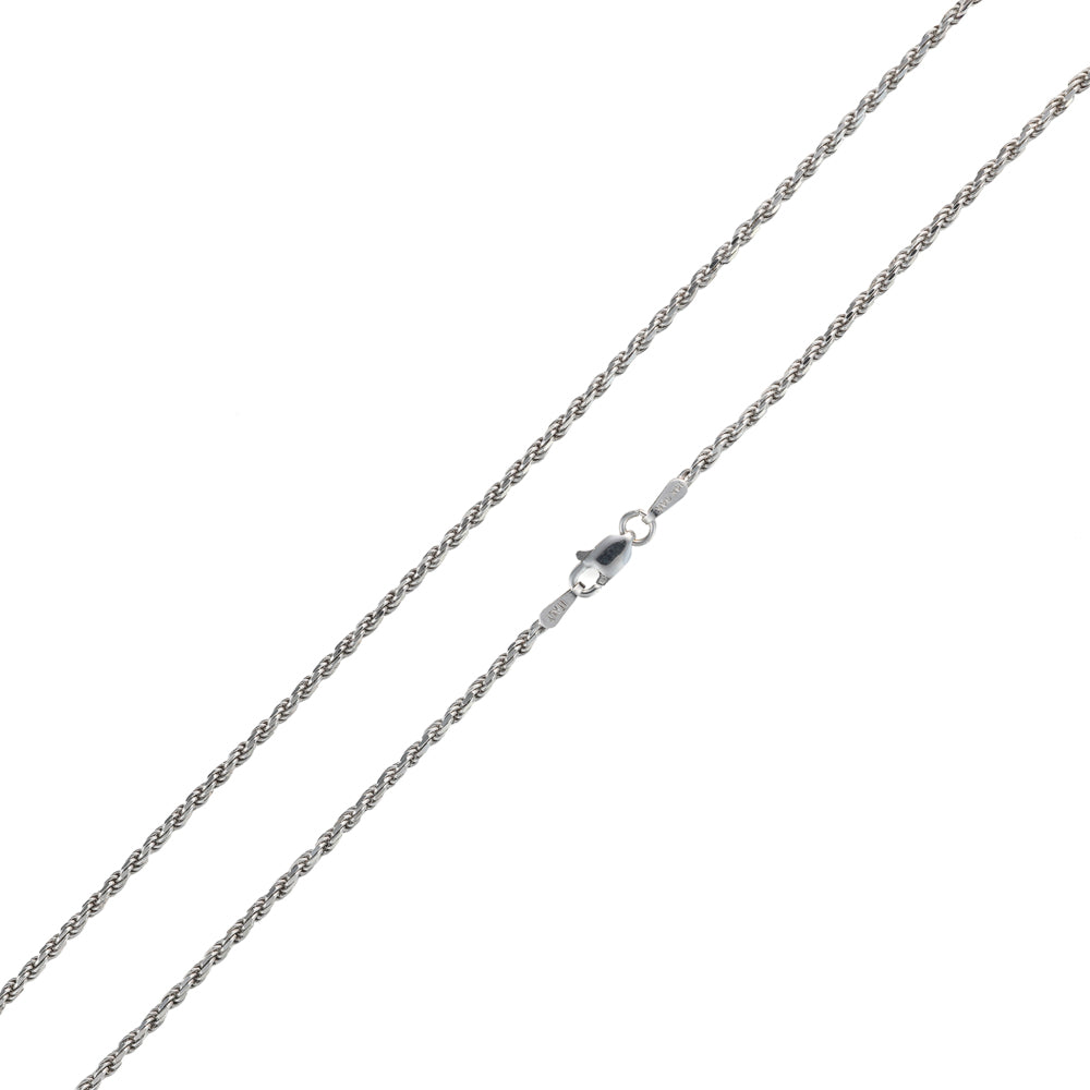 14K white gold polished rope chain