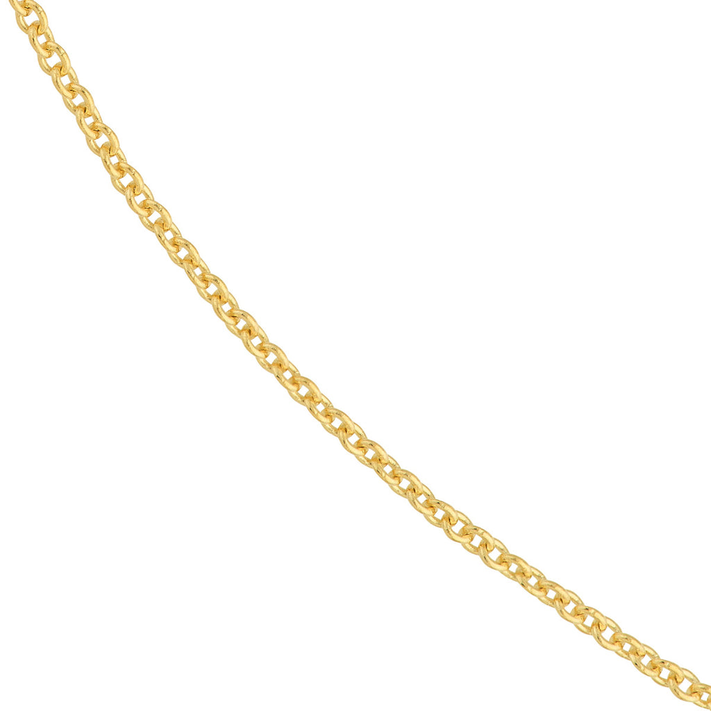 Polished yellow gold cable link chain.