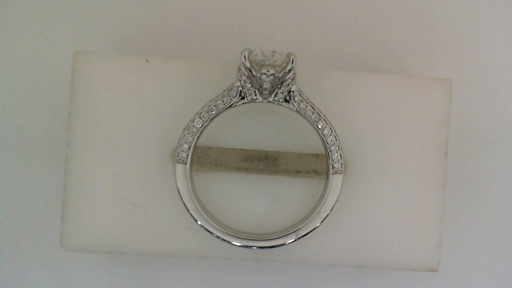18K white gold ring with side diamonds.
