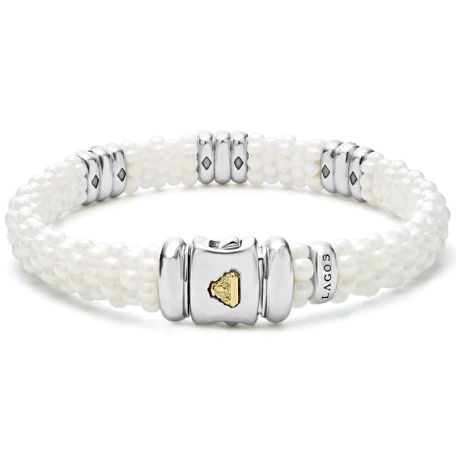 Sterling silver bracelet with diamond accents.