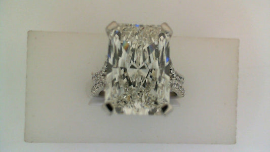 Radiant lab-grown diamond engagement ring.