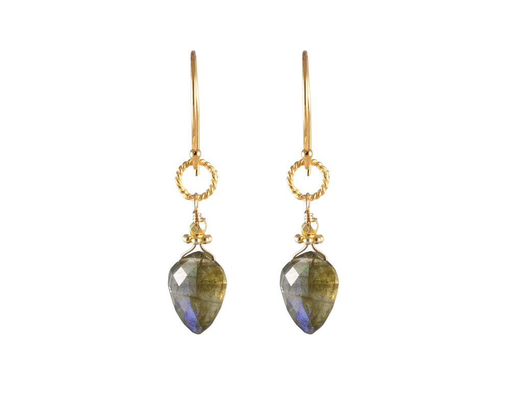 Gold-filled earrings with teardrop labradorites.