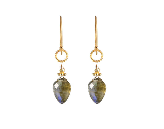 Gold-filled earrings with teardrop labradorites.