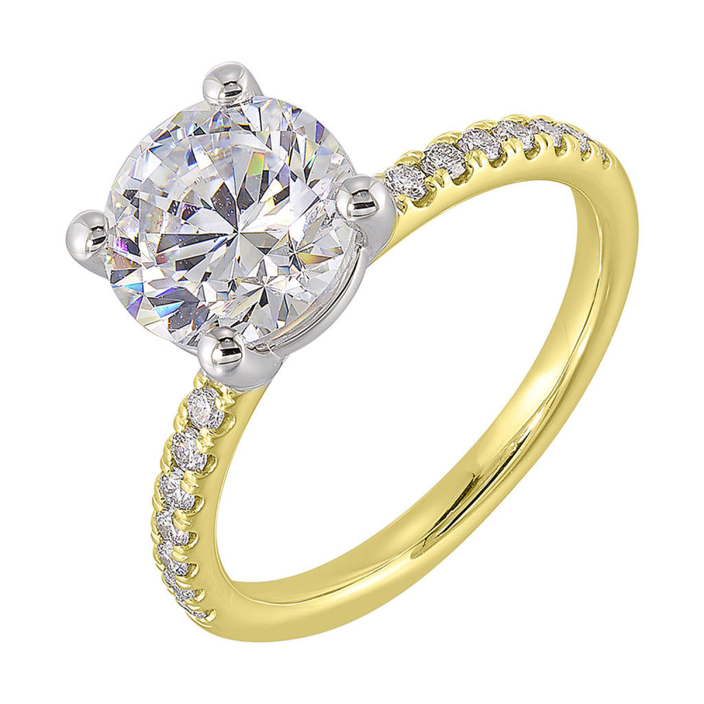 Yellow gold ring with round diamonds.